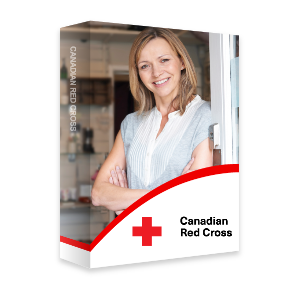 A Red Cross book with an image of a smiling worker standing in the doorway of a retail storefront.